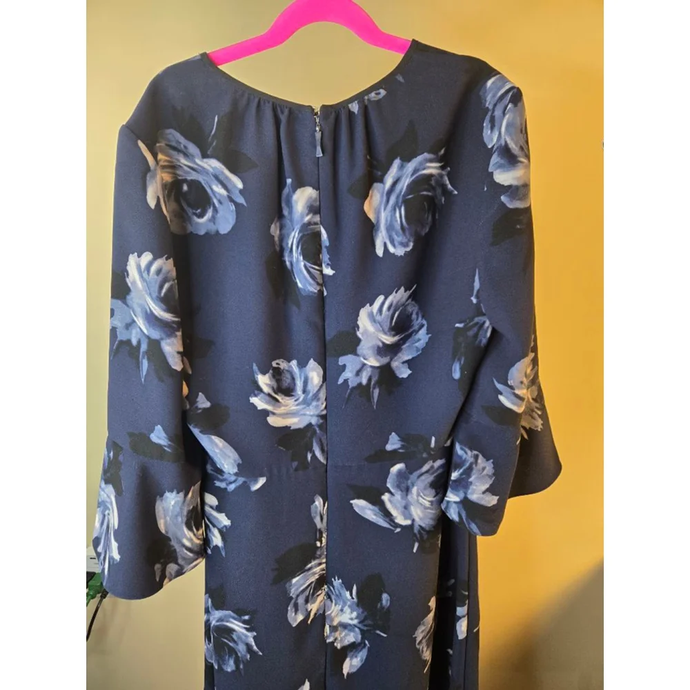Women's Kate Spade Navy Blue Floral Long Sleeve Dress Size 6